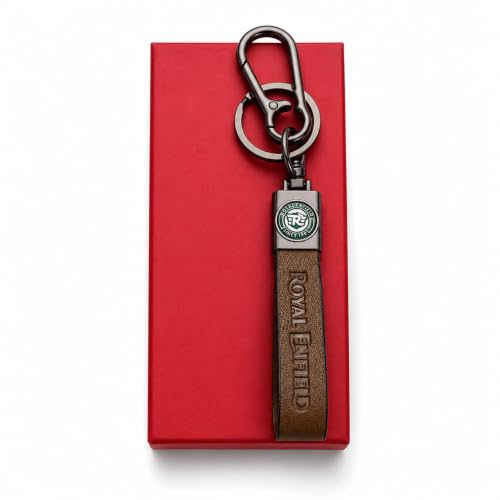 Image of Leather Strap Keychain, Embossed Logo Design, Durable Premium Key Ring for Bike Lovers & Gift Use