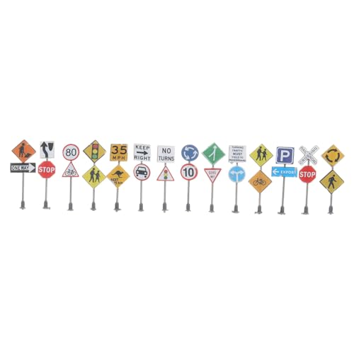 balacoo 14pcs Miniature Traffic Signs Learning Toy Set Simulation Road Signs for Boys and Girls Home and Classroom Decor