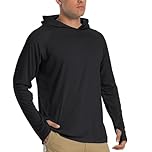 TACVASEN Outdoor T Shirts for Men UV Long Sleeve Shirts with Hood Sun Protection Hoodie Top Mens Lightweight Hiking Trekking Shirt Black