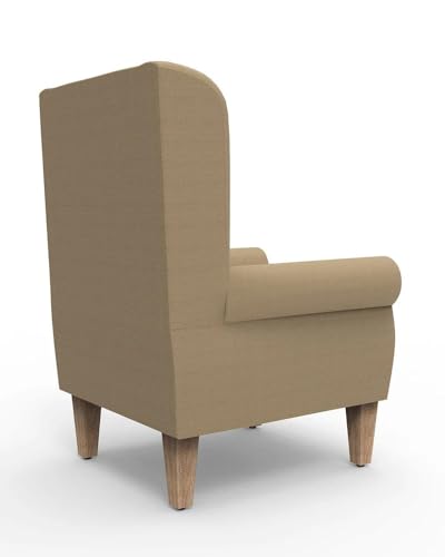 Image of Lakdi The Furniture Modern High Back Wingback Armchair with Upholstered Fabric, Rolled Arms & Solid Wood Legs, Comfortable Lounge Chair | 5 Years Warranty | Free Assembly - 15185147