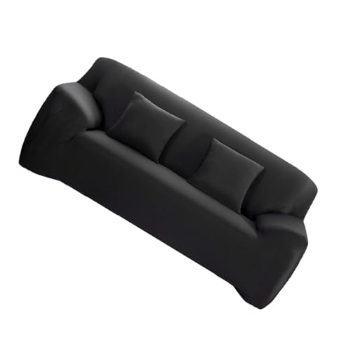 Funda de sofá elástica de 3 plazas negra: protector antideslizante lavable para salón 2