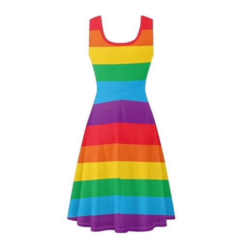 Image of TOADDITDO Women's Sleeveless O Neck Beach A-Line Party Coctail Tank Dresses Flared Sundress