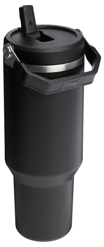 Stanley IceFlow 2.0 Flip Straw Tumbler with Handle 40 oz | Twist On Lid and Flip Up Straw | Leakproof Water Bottle | Insulated Stainless Steel | BPA-Free | Black 2.0