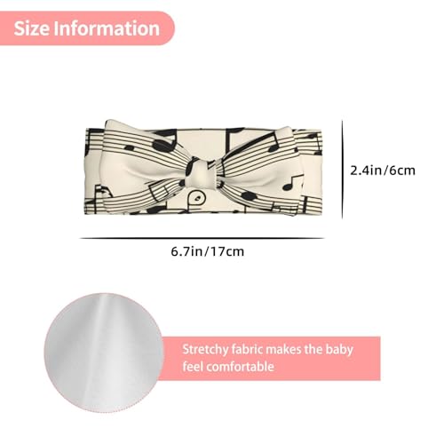 Vintage Music Note Art Printing Baby Bow Headband Stretchy and Soft for Newborns, Infants, Toddlers, and Kids Girls3