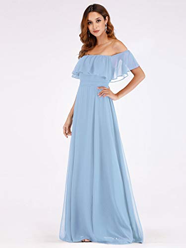 Image of Ever-Pretty Women's Summer Off The Shoulder Flowy Chiffon Formal Wedding Guest Dresses Maxi Side Split Beach Bridesmaid Dress