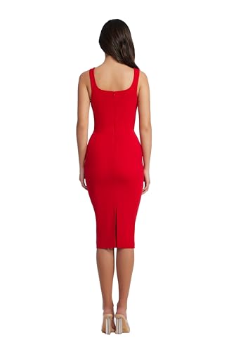 Image of Dress The Population Womens Sloane Rounded V Neck Bodycon Midi Dress