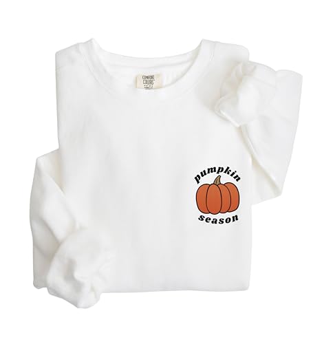Premium Embroidered Pumpkin Season Sweatshirt | Comfort Colors® Vintage Wash Fall Crewneck