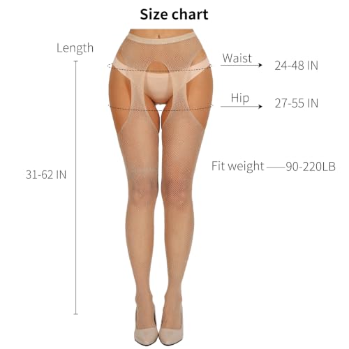 Image of Fishnet Dress for Women Lace Pantyhose Hight Waist Torn Tights Mesh Stockings Black Fishnet Tights Women's Fish Net Stockings