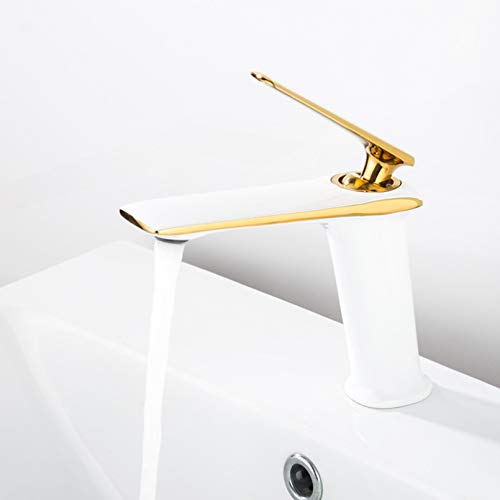 Robinet de bassin en laiton blanc design poésie dorée LWX