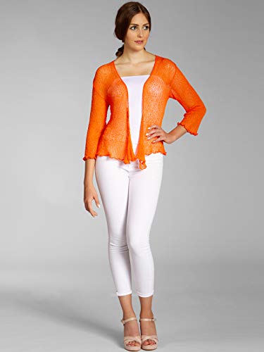 Caspar STJ022 leichte Damen Sommer Strickjacke mit 3/4 Arm, Farbe:orange, Größe:Einheitsgröße (36 bis 40)