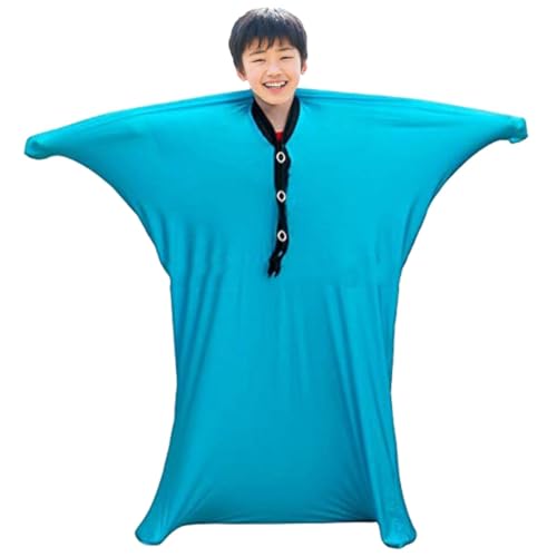 [Maatsu] ボディソックス 自閉症 子供 センサリースーツ 伸縮布 adhd 発達障害 リラックス 遊び 運動 (ブルー Mサイズ)