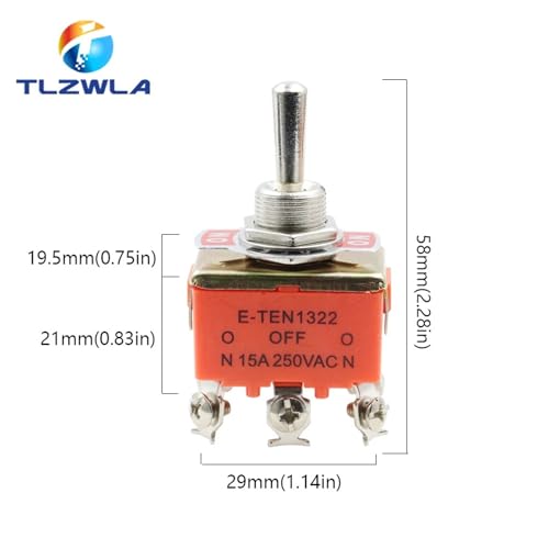 Interrupteur à bascule 3 positions E-TEN1322 pour sécuriser vos circuits 250V - 5