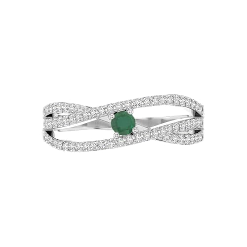 Natural Gemstone Promise Rings with Moissanite for Women in Silver/18K Yellow/Rose Gold Vermeil, Birthstone Jewelry Gifts for Her Birthday, Wedding Anniversary, Graduation, Christmas, Mothers Day