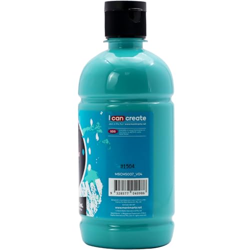 MONT MARTE Signature Turquoise Acrylic Paint, 16.9oz (500ml), Semi-Matte Finish, Suitable for Canvas, Wood, Fabric, Leather, Cardboard, Paper, MDF and Crafts