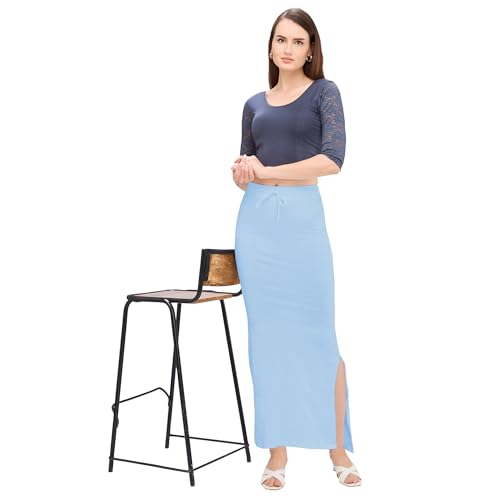 Image of DESI GIRL Cotton Lycra Stretchable Saree Shapewear Petticoat with Drawstring for Women | Fishcut Saree Petticoat with Side Slit for Easy Movement | Saree Shaper | Long inskirt