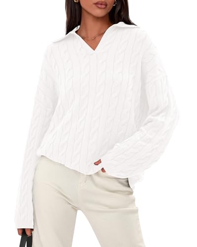 Image of BTFBM Women's Oversized Sweaters Fall Fashion Clothes 2025 Trendy Knit Pullover Casual Long Sleeve V Neck Sweater Jumper Tops