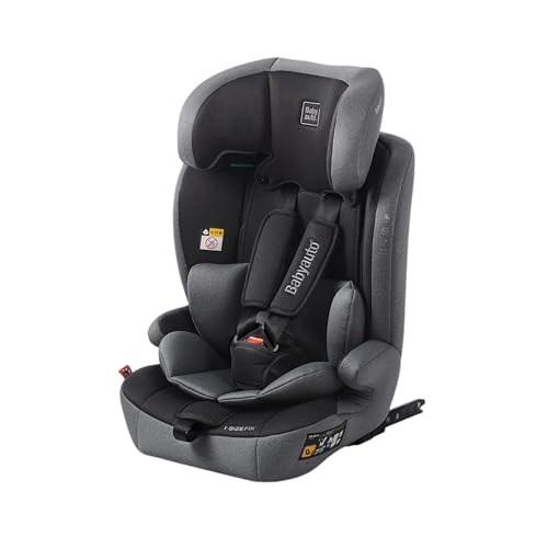 BABYAUTO – Silla de coche KONAR iFix 76-150 Centímetros i-Size – Isofix + Top Tether – Arnés 5 puntos – Reposacabezas 9-14 posiciones* – Protección lateral (Antracita Melange)