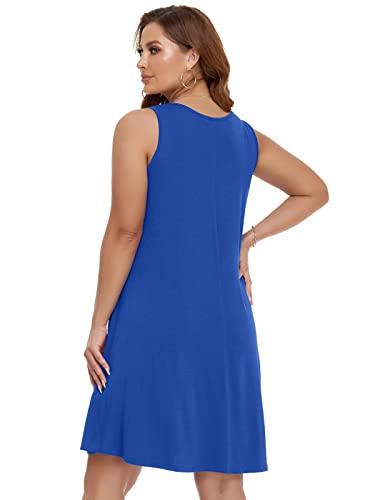 Image of BELAROI Summer Dresses for Women Beach Tshirt Sundress V Neck Casual Swing Tank Dress Swimsuit Cover Ups Pockets