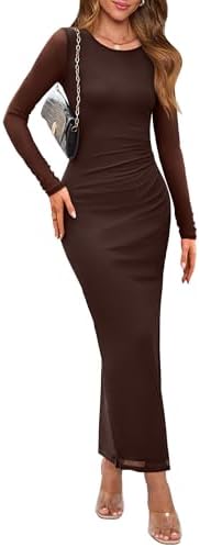 WIHOLL Women's Bodycon Maxi Dress Fall Fashion Long Sleeve Floral...