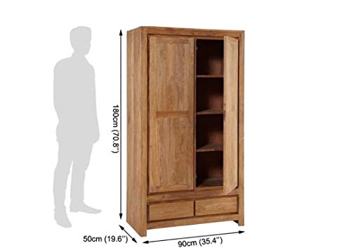 Image of Sheesham Solid Wood Cubex Storage Wardrobe