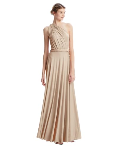 Image of Multi-Way Wrap Infinity Maxi Dress for Bridesmaids & Wedding Guest | 31 Colors for All Wedding Themes, One Size & Plus, 1 Dress for Any Events, Evening, Prom, Gala, Non-See-Through, Wrinkle-Free