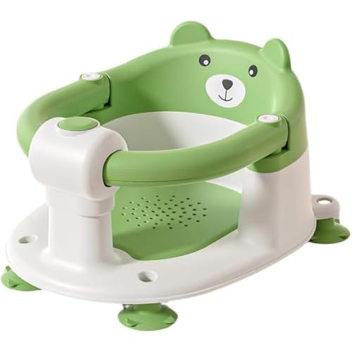 Momgla ベビーバスチェア、幼児用、ベビーシットアップバスシート、安全素材 転倒防止 滑り止め 清潔 携帯便利 背もたれ付きおふろマット 幼児入浴サポチェア お風呂チェア お座り練習 お風呂椅子 入浴補助用具 (グリーン)
