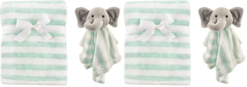 Image of Hudson Baby Unisex Baby Plush Blanket with Security Blanket, Gray Elephant, One Size (Pack of 2)