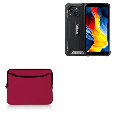BoxWave Case Compatible with Oukitel WP32 - SoftSuit with Pocket, Soft Pouch Neoprene Cover Sleeve Zipper Pocket - Crimson Red