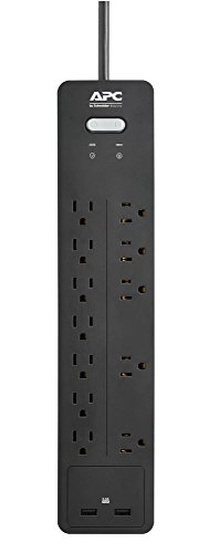 Apc Surge Protector Power Strip With Usb Charging Ports, Ph12U2, 2160 Joules, Flat Plug, 12 Outlets Black #TOP1