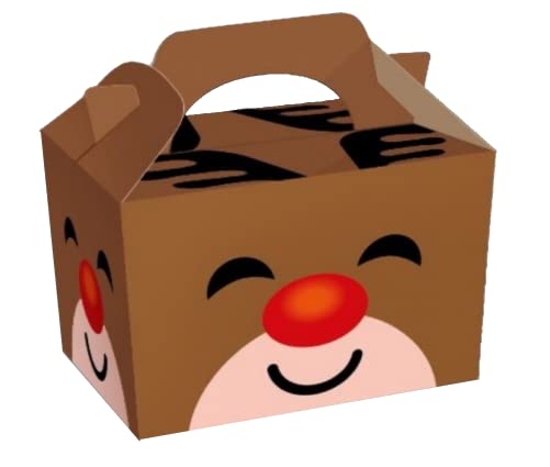 Diamante Crafts Party Boxes - Christmas Designs - Food Treat Box - Reindeer - Choose Quantity (20 x Reindeer - Party Boxes)