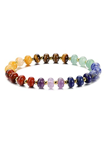 MANIFO 7 Chakra Crystals Bracelet Reiki Healing Crystal Gemstone Bracelets for Women Yoga Meditation