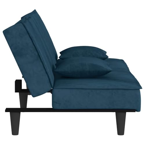 Sofá cama de terciopelo azul de 2 plazas con respaldo ajustable moderno para salón 6