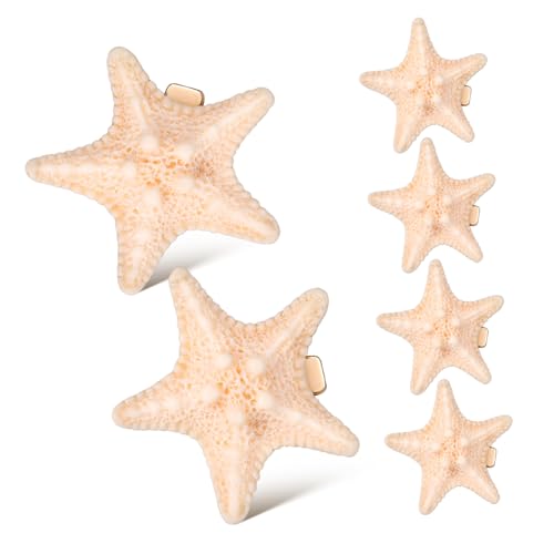 ARTSEWPLY 6 piezas Clip para Cabello de Resina con Diseño de Estrella de Mar Unidades Pinzas Tipo Cocodrilo Resistentes y Decorativas para Mujeres para Playa Fiestas y Bodas