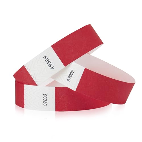Image of 500 WristCo Cranberry Tyvek Wristbands for Events - Comfortable Tear Resistant Paper Bracelets ID Wrist Bands for Concerts Festivals Admission Party Identification