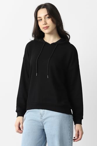 Image of Van Heusen Women's Hooded Solid Sweatshirt| Full Sleeve Ribbed Hem Casual winterwear