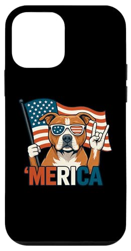 ピットブル メリカ アメリカ国旗 7月4日 犬好き スマホケース iPhone 12 mini 用