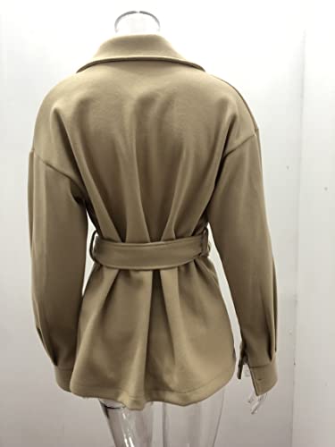 BDCUYAHSKL herfst en winter, casual, modieus, dames, revers design, eenkleurig, met veters, eenvoudige knoopsluiting… - Image 6