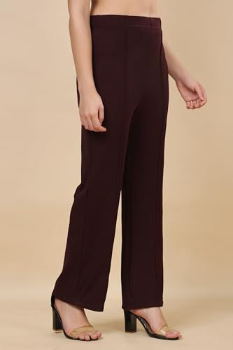 Image of Women's Polycotton Comfort Fit Straight Trousers - Lightweight, Flexible & Skin-Friendly Pants for Work, Travel & Casual Style