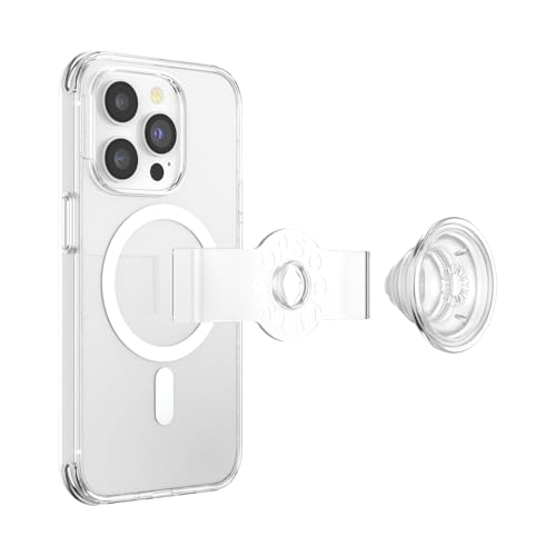 Image of POPSOCKETS iPhone 14 Pro Case with Phone Grip and Slide Compatible with MagSafe, Phone Case for iPhone 14 Pro, Wireless Charging Compatible - Clear