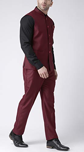 Image of hangup Men's Synthetic Notch Lapel Suit (2BasketTR Maroon 38