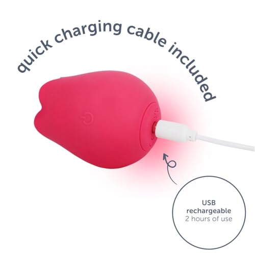Image of plusOne Rose Toy Vibrator for Women- Rechargeable, 10 Pulsing Settings, Red | Nipple and Clitoral Stimulator, Body-Safe Silicone, Waterproof, USB