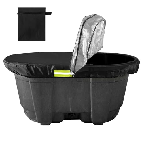 Rubermaid 150 Gallon Waterproof Stock Tank Cover with Zipper, Rectangular Cold Plunge Oval Ice Bath Tub Horse Livestock Water Trough Insulated Cover for Outside Polar Protector 150 Gallon Tank
