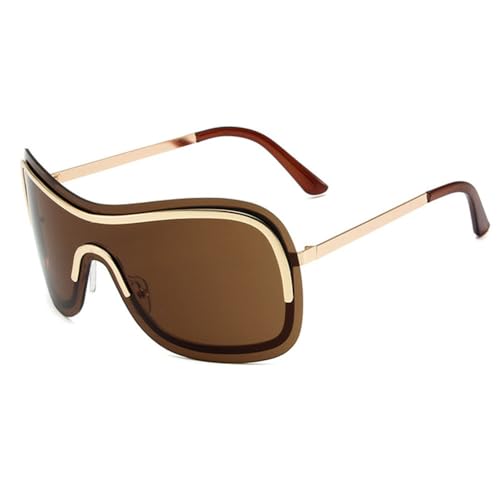Lunettes de soleil carrées sans bords MUTYNE dégradé marron argent grand format pour femme