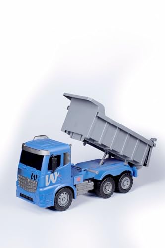 Image of ZOOBIE Heavy Duty Friction Powered 1:10 Jumbo Dumper Truck - Big Construction Tipper Toy for Kids, Durable & Non-Toxic with Storage Dump (Blue & Grey)
