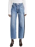Cicy Bell Womens Wide Leg Jeans Casual Loose High Waisted Color Block Vintage Baggy Denim Pants Light Blue