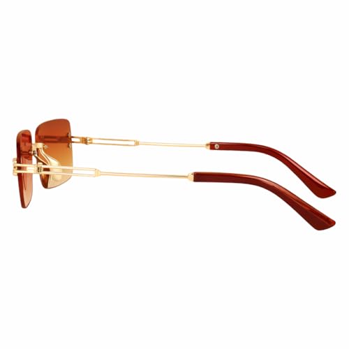 Dervin UV Protected Retro Rectangular Sunglasses Brown - Image 5