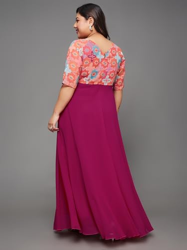 Image of Miss Chase A+ Women's V-Neck Three-Quarter Sleeve Floral Wrap Chiffon Midi Dress
