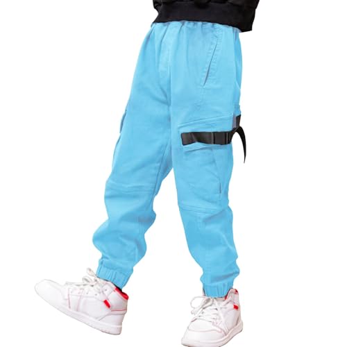 Image of Boys Cargo Pants Cotton Casual Pants Elastic Waist Hiking School Uniform Sweatpants Joggers