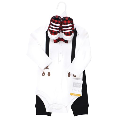 Image of Hudson Baby Unisex Baby Cotton Bodysuit, Pant and Shoe Set