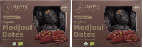 Image of Flyberry Gourmet Certified Organic Medjoul Dates (Khajoor /Khajur) 400g | 100% Natural | Rich in Calcium, Iron and Potassium | Instant Energy (Pack of 2)
